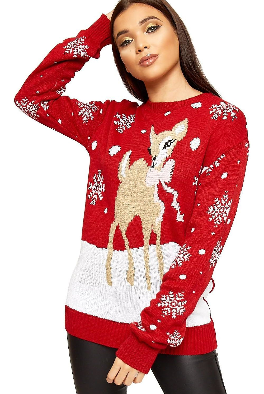 Baggy Reindeer Christmas Jumper Tops WearAll
