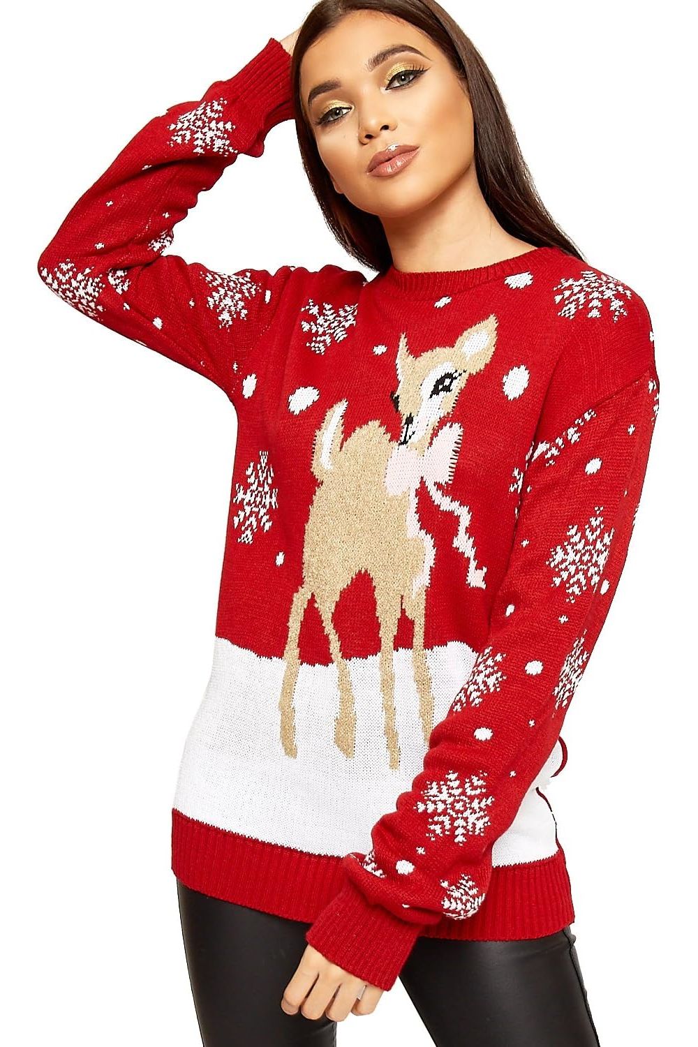 Baggy Reindeer Christmas Jumper Tops WearAll