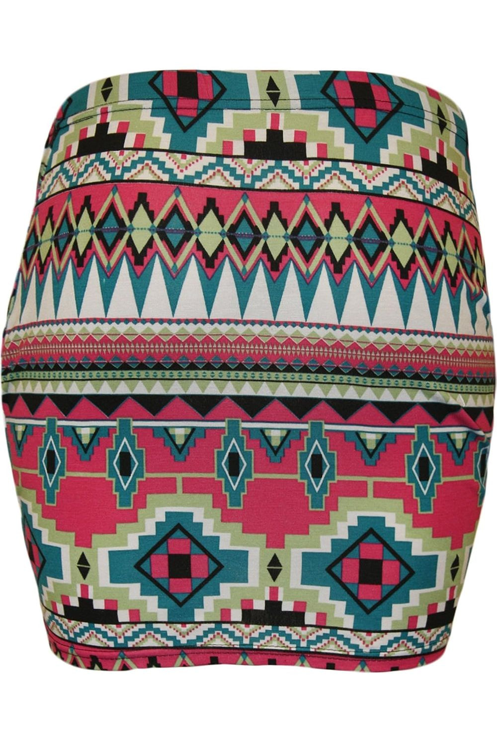 Plus Size Printed Mini Bodycon Short Skirt Skirt WearAll Pink Aztec 16-18