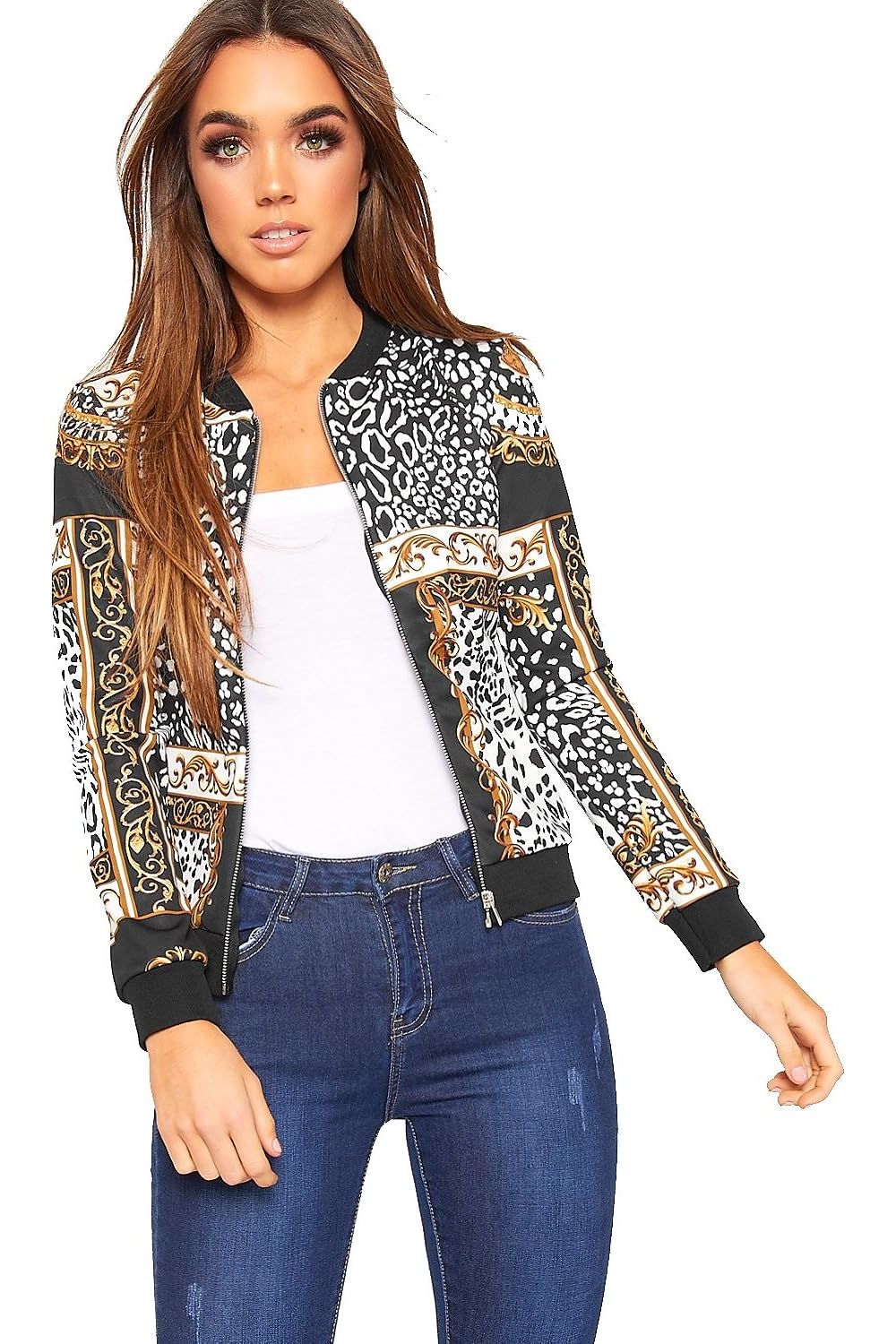Baroque Leopard Scarf Print Bomber Jacket Jacket WearAll
