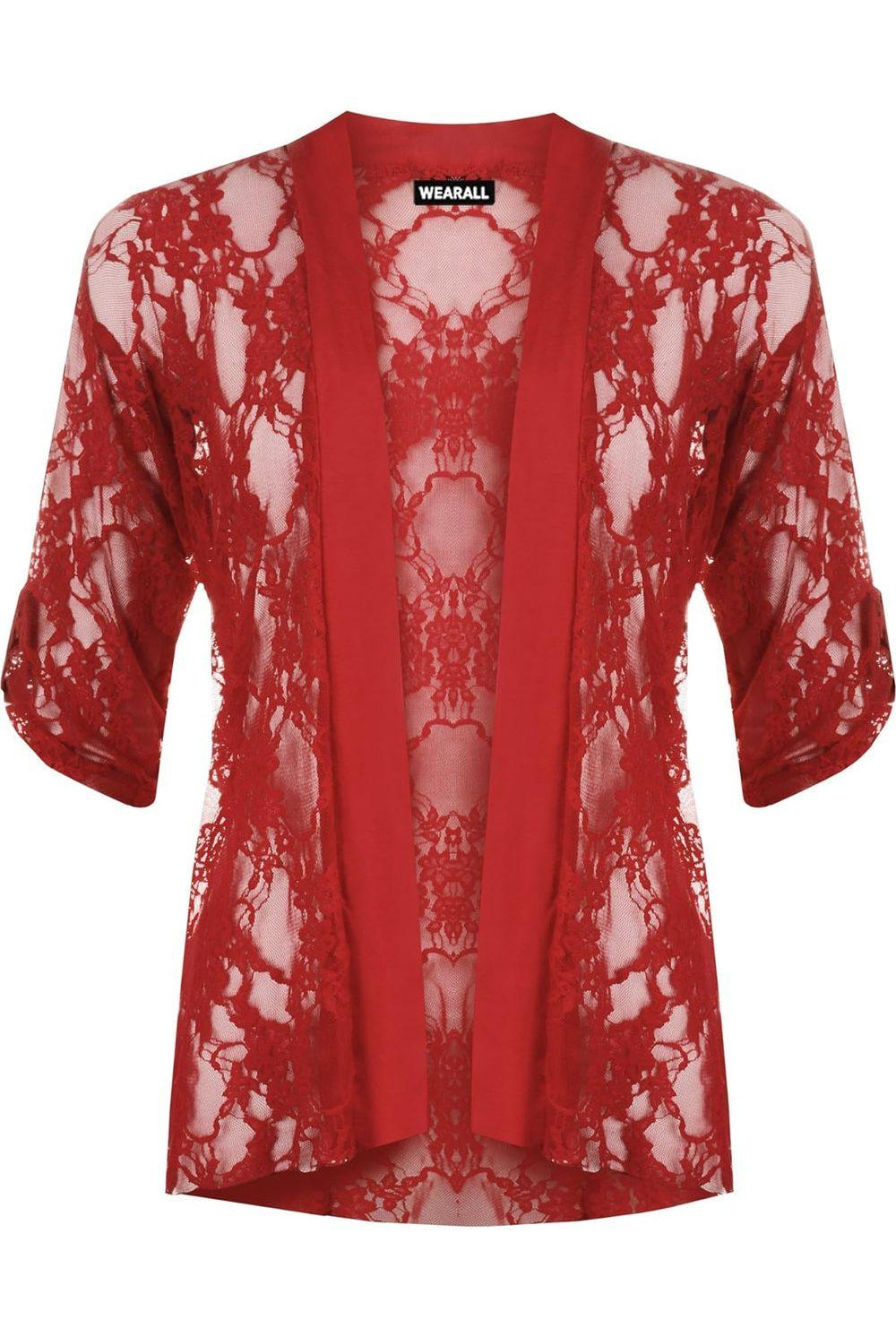 Lace Open Short Cardigan Top cardigan WearAll Wine 14