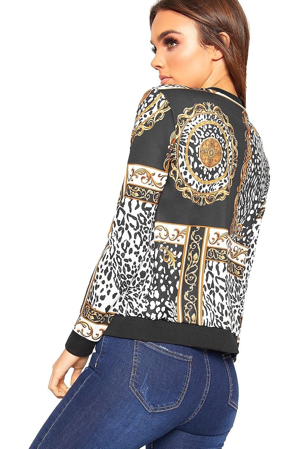 Baroque Leopard Scarf Print Bomber Jacket Jacket WearAll