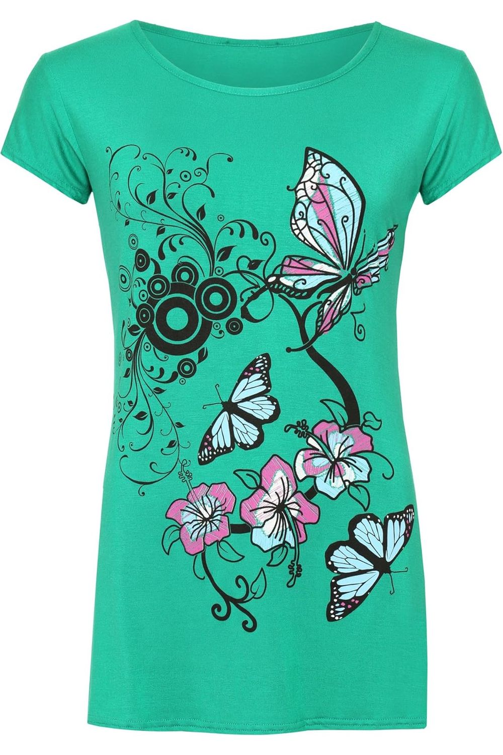Butterfly Print T-Shirt Baggy Top Tops WearAll Jade 8-10