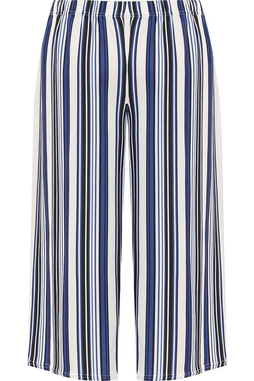 Striped Print 3/4 Culottes Pants Culottes WearAll Blue 14