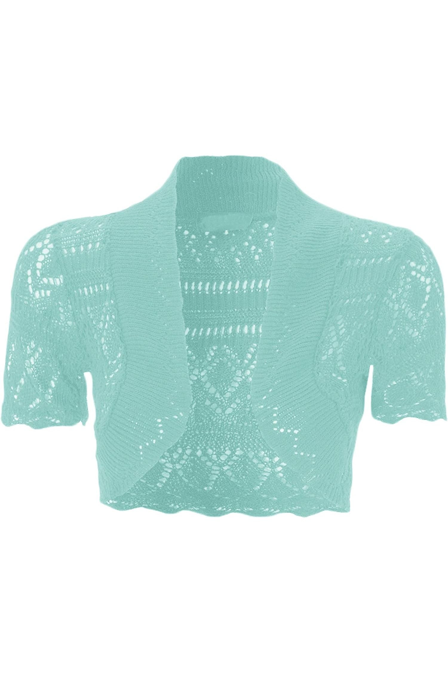 Knitted Crochet Bolero Shrug Apparel & Accessories WearAll Aqua Blue 8-10