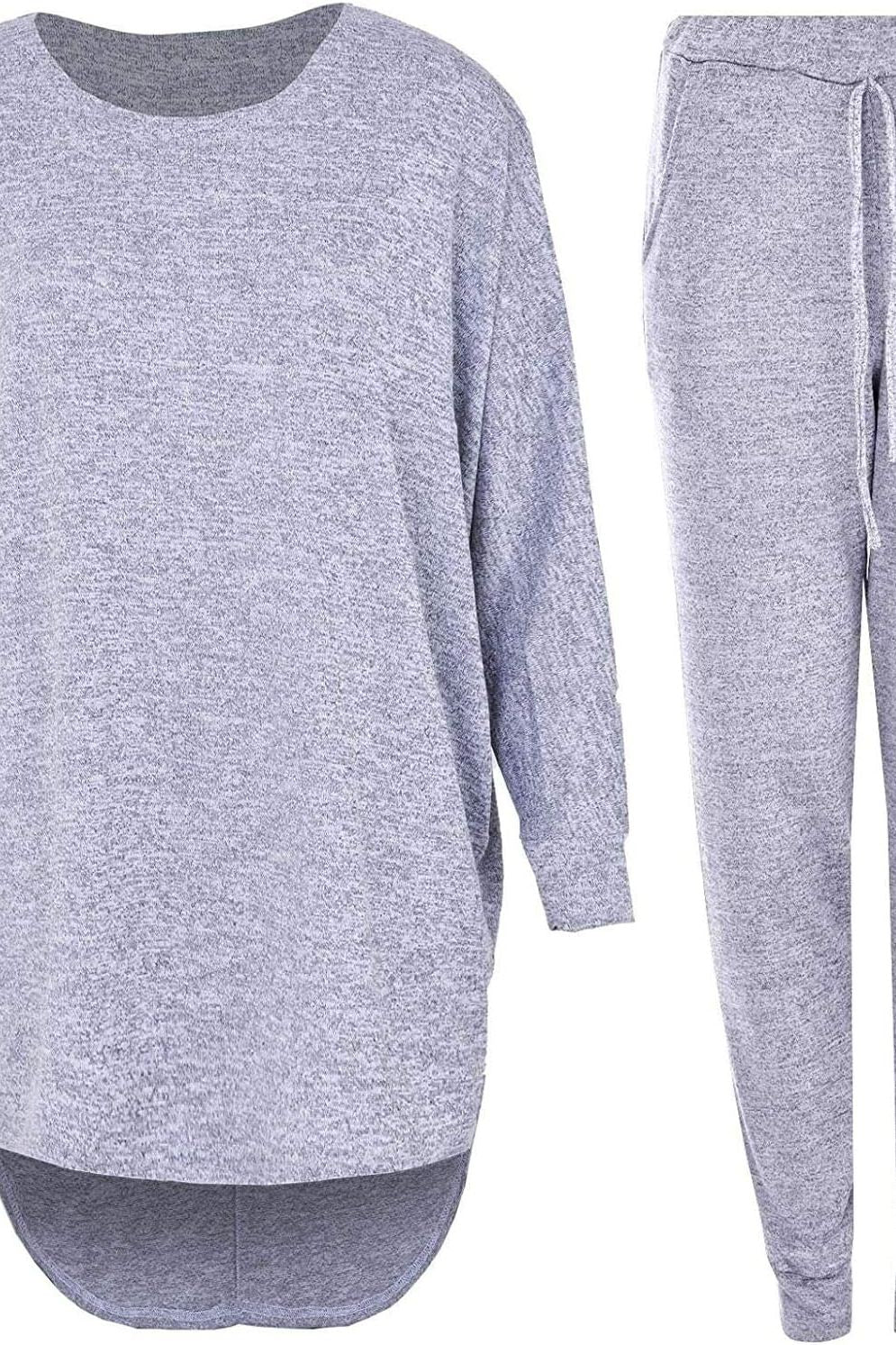 Dip Hem Top And Joggers Loungewear Tops WearAll