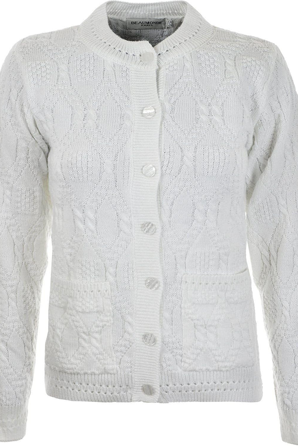 Knitted Crew Neck Pocket Front Button Cardigan Cardigans WearAll