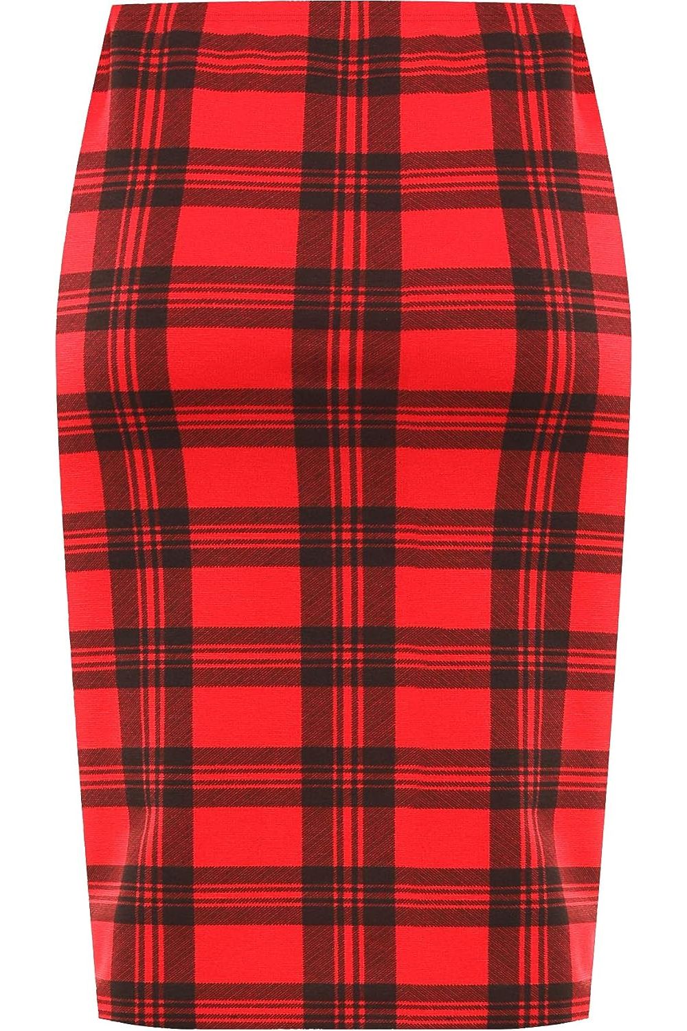 Printed Stretch Pencil Midi Skirt Skirt WearAll Red Tartan 8-10