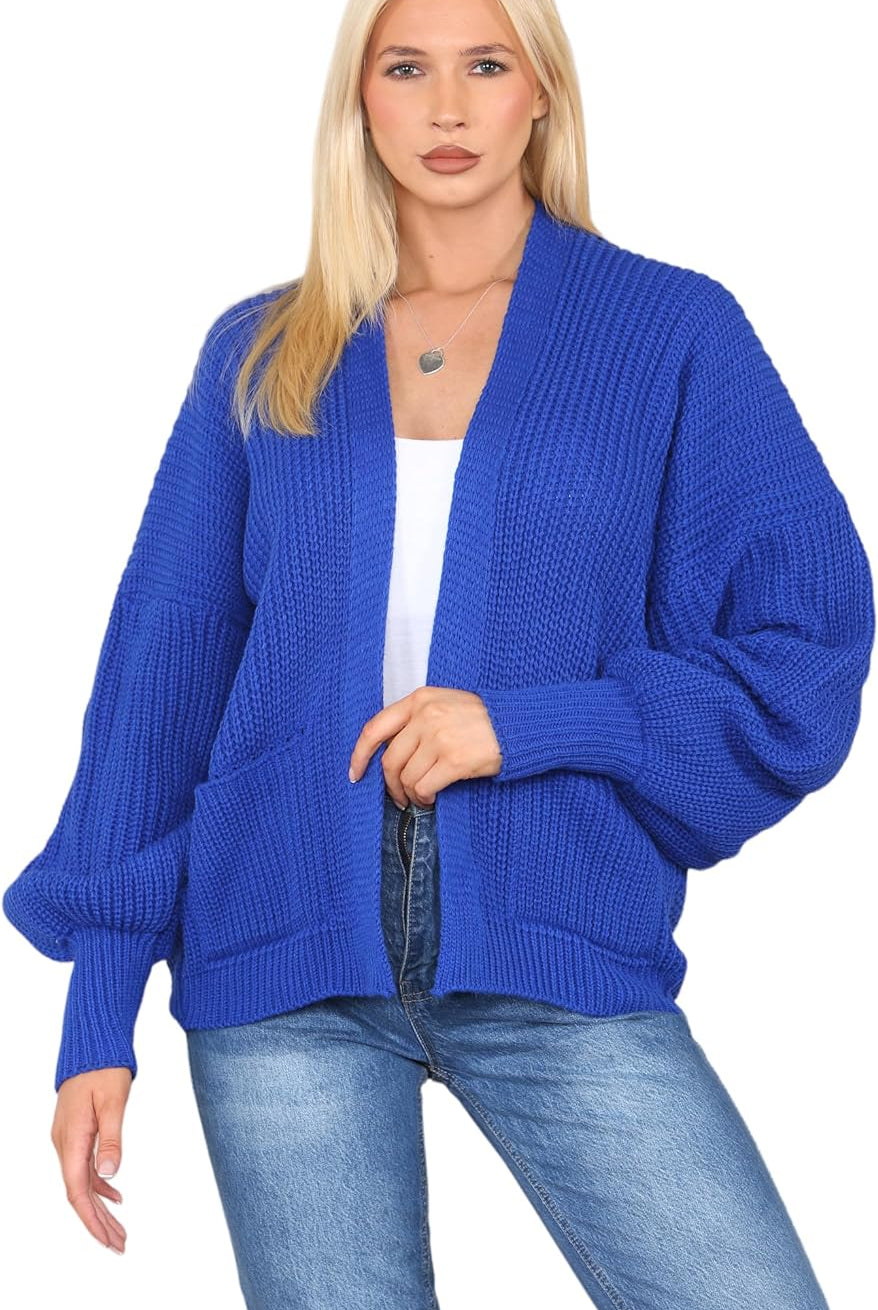 Short Balloon Sleeve Cardigan One Size (10-18) Apparel & Accessories WearAll Royal Blue