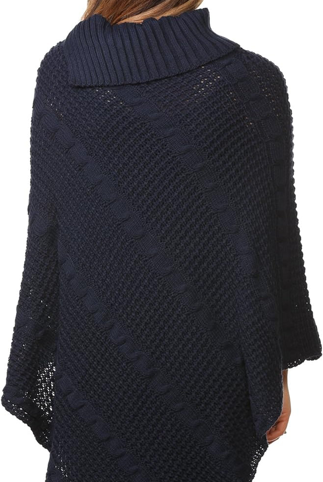 Button Knitted Poncho Knitted Jumper WearAll