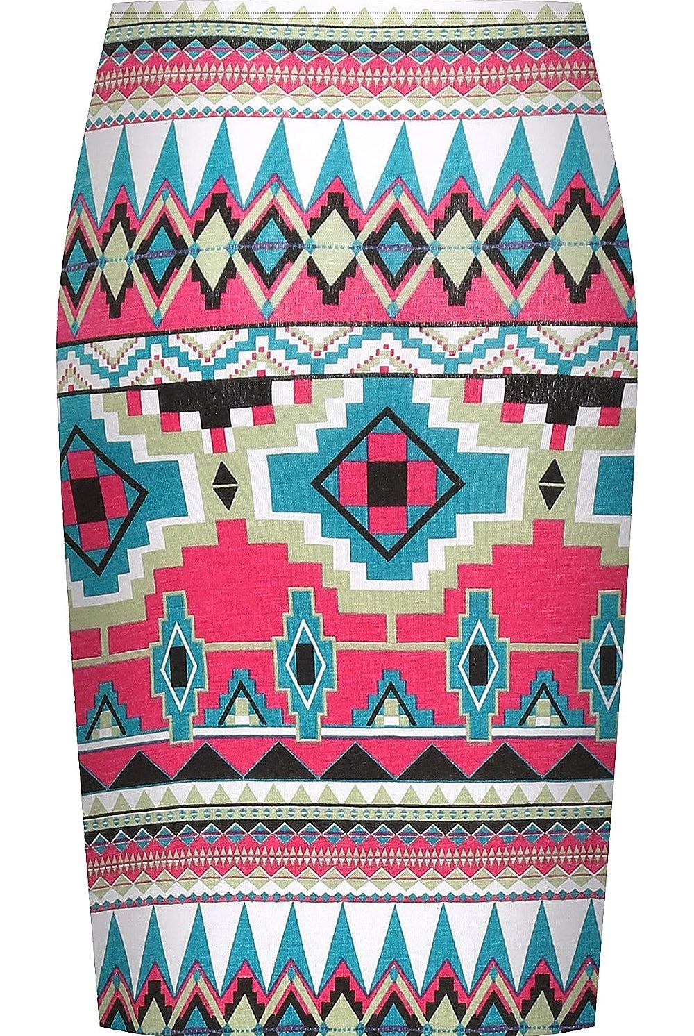 Printed Stretch Pencil Midi Skirt Skirt WearAll