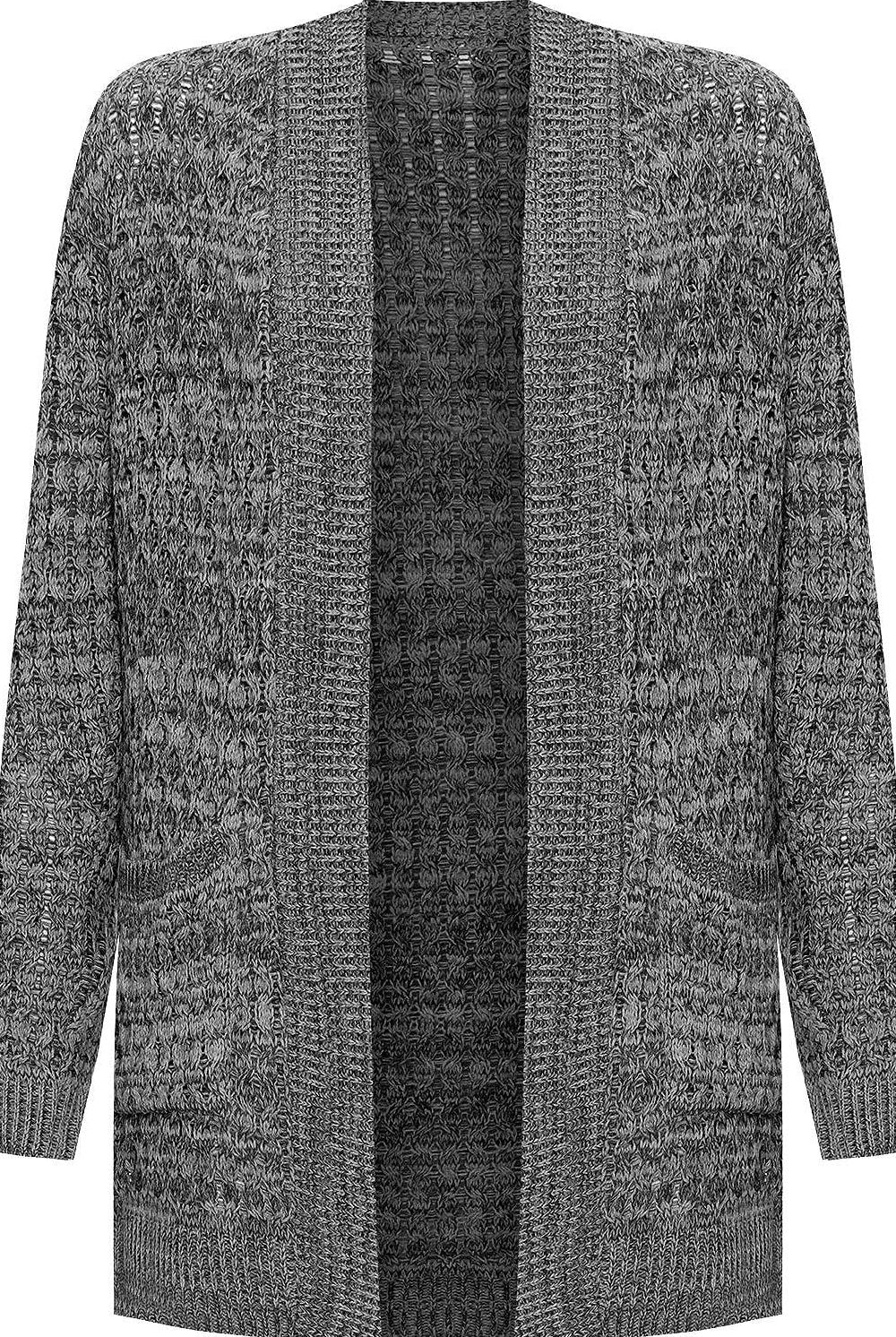 Cable Knitted Open Pocket Cardigan Knitted Cardigan WearAll Black Dark grey 8-10