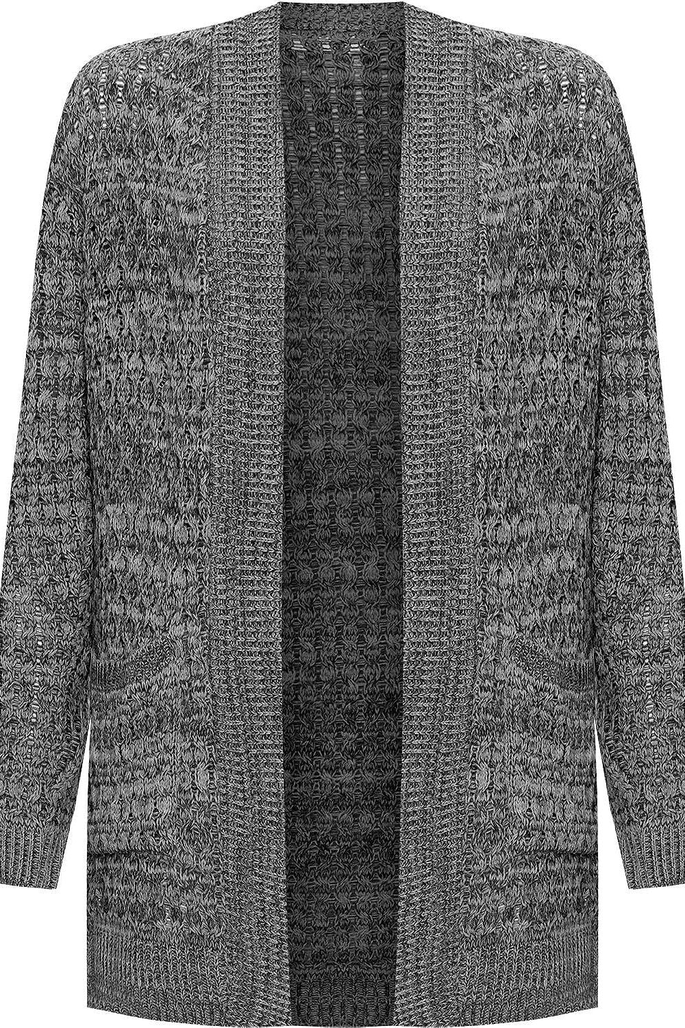 Cable Knitted Open Pocket Cardigan Knitted Cardigan WearAll Black Dark grey 8-10