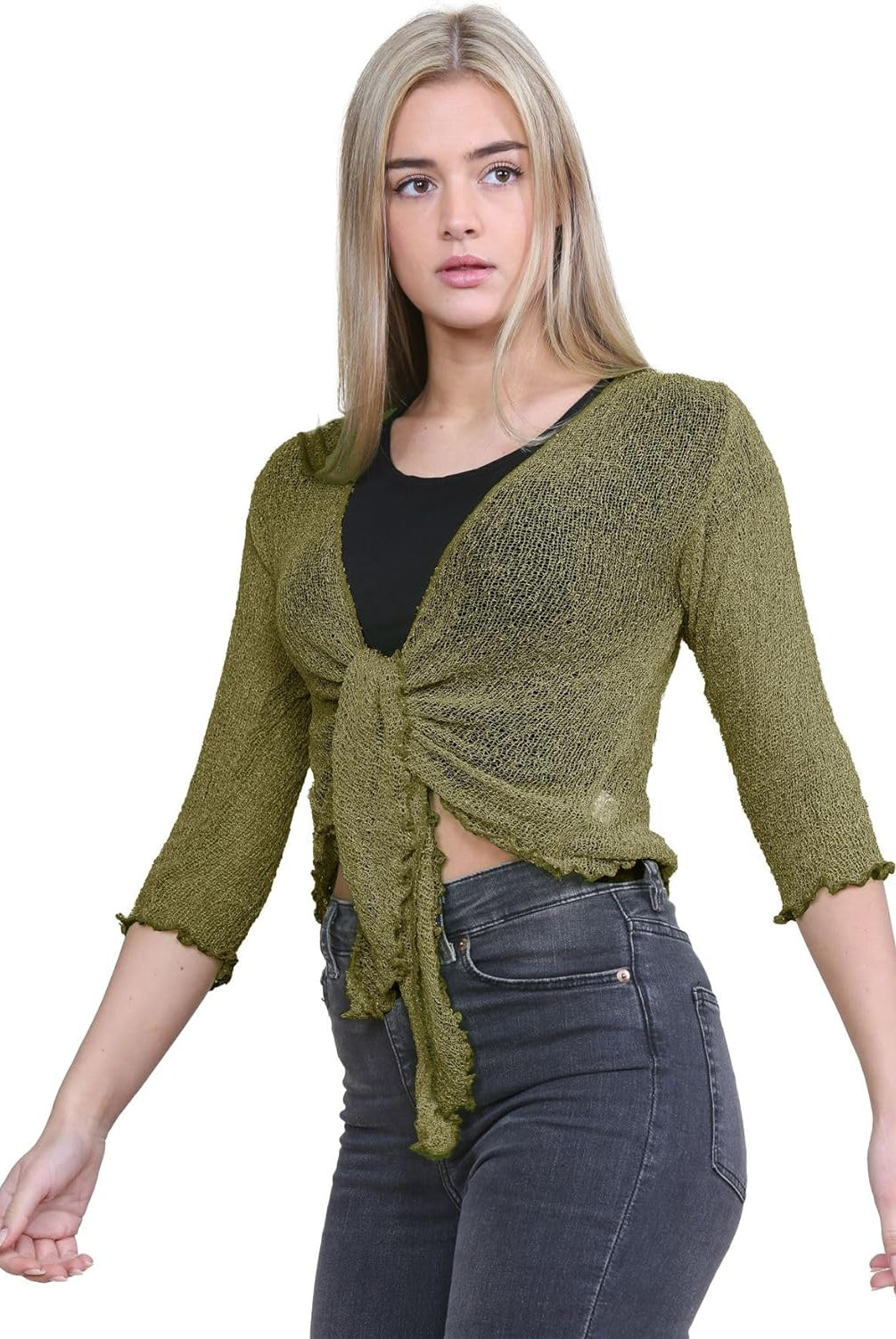 Tie Up Knitted Cropped Bolero Shrug Shrugs WearAll