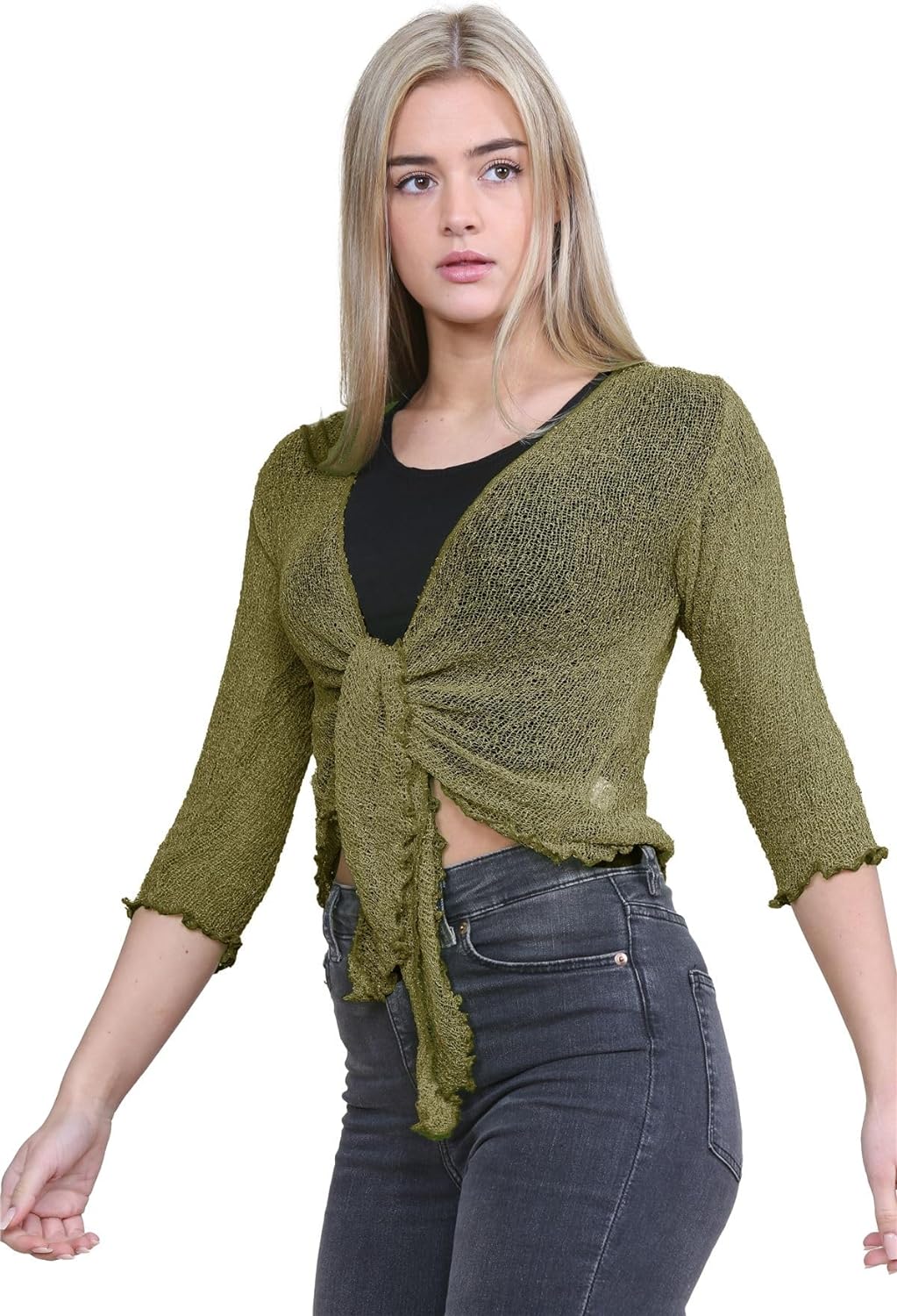 Tie Up Knitted Cropped Bolero Shrug Shrugs WearAll