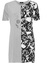 Split Skull Roses Print T-Shirt Tops WearAll