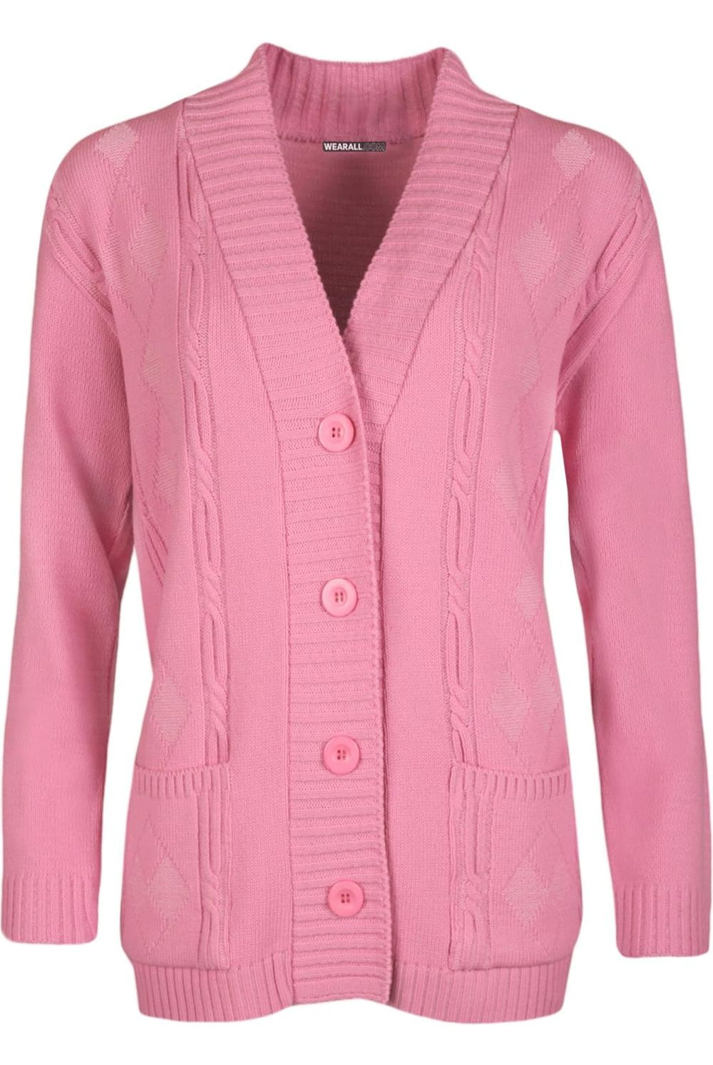 Plus Size Button Long Sleeve Pocket Knitted Cardigan Knitted Cardigan WearAll