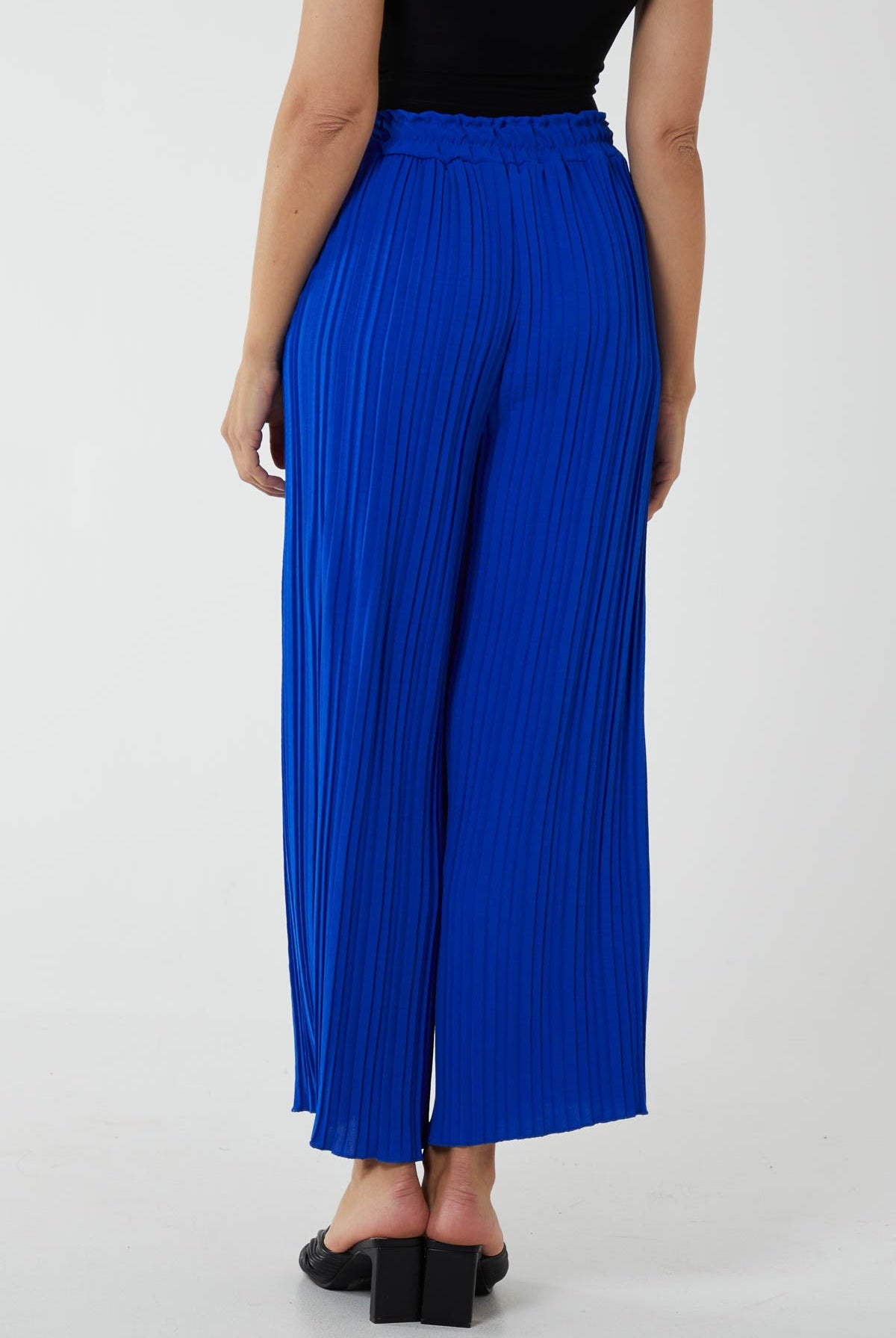 Wide Leg Plisse Drawstring Trousers TRS1 WearAll