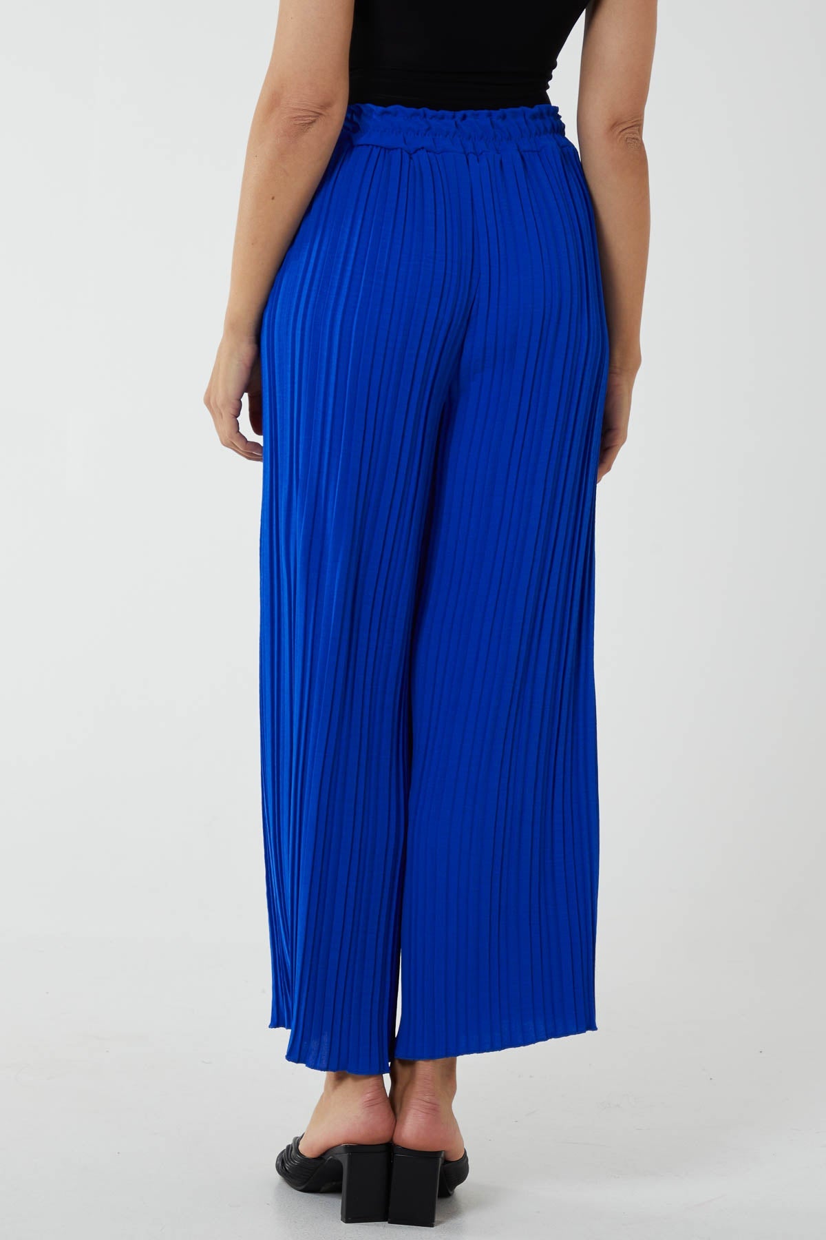 Wide Leg Plisse Drawstring Trousers TRS1 WearAll