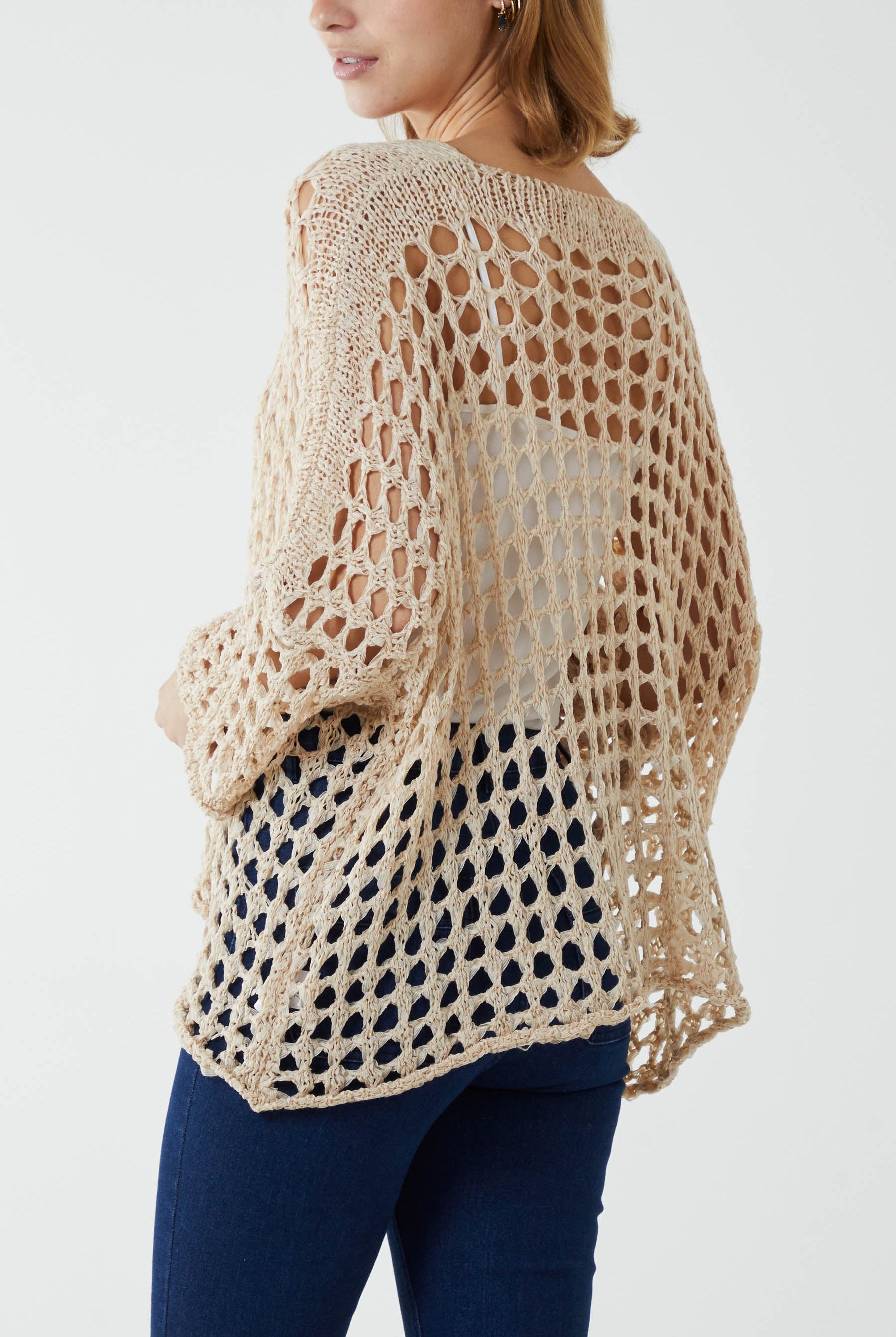Crochet Round Neck Long Sleeve Top TOPMF2 WearAll