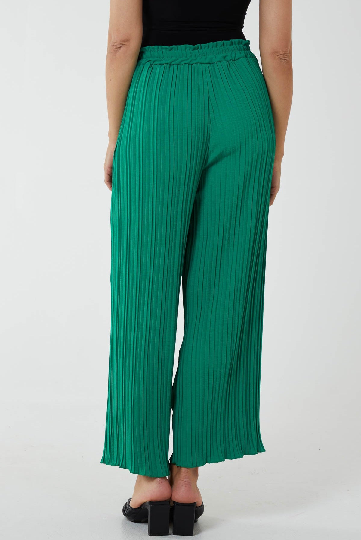 Wide Leg Plisse Drawstring Trousers TRS1 WearAll