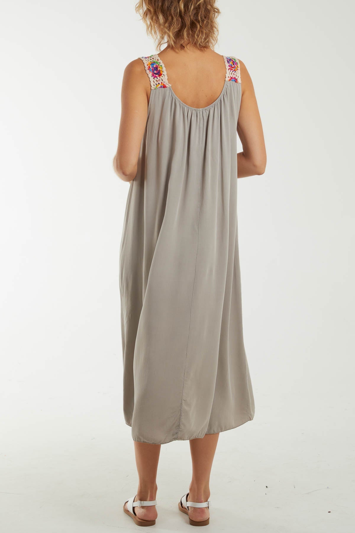 Crochet Sleeve Scoop Neck Midi Dress Dresses WearAll