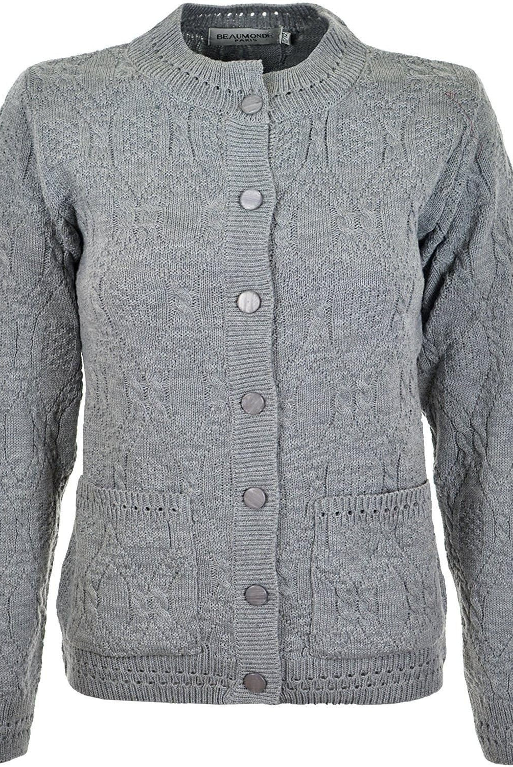 Knitted Crew Neck Pocket Front Button Cardigan Cardigans WearAll