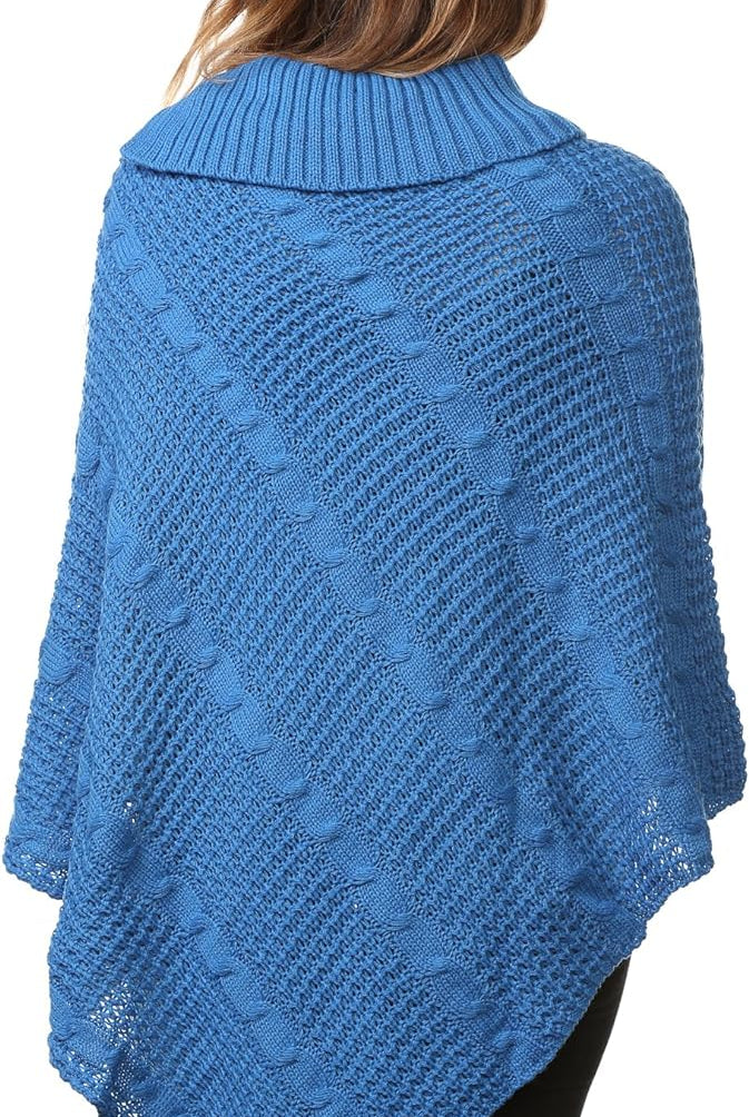 Button Knitted Poncho Knitted Jumper WearAll