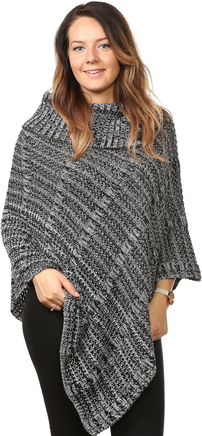 Button Knitted Poncho Knitted Jumper WearAll Marl One Size (8-16)