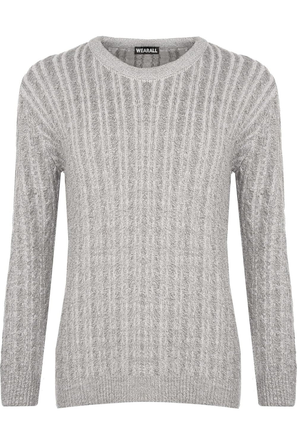 Plus Size Cable Knit Top Jumper Sweater Jumper WearAll Light Grey 16-18