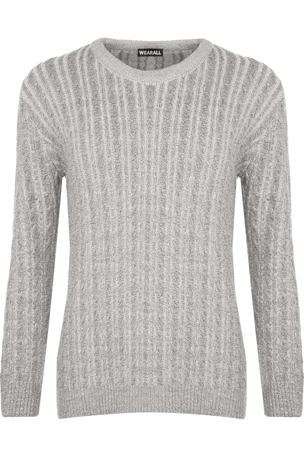Plus Size Cable Knit Top Jumper Sweater Jumper WearAll Light Grey 16-18