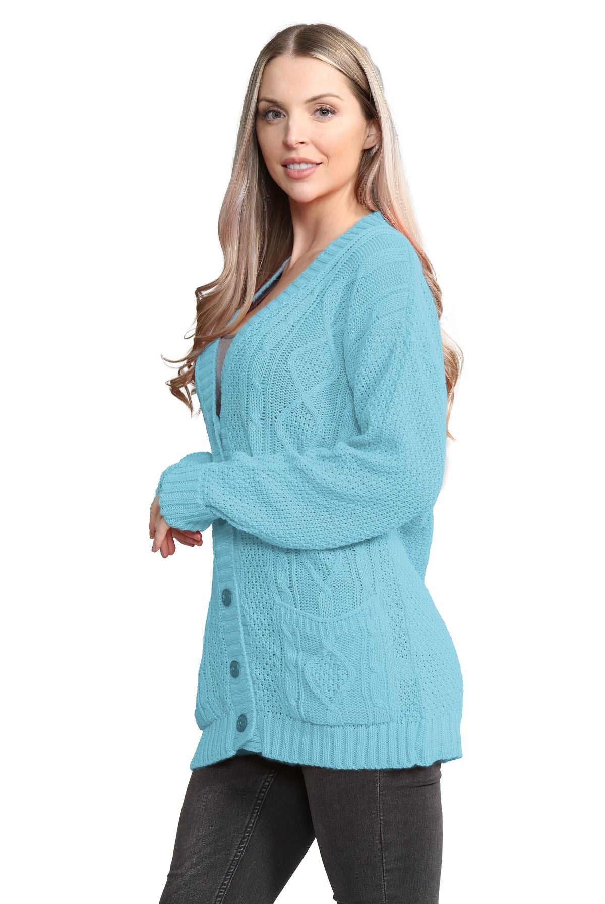 Plus Size Cable Knitted Button Cardigan Knitted Cardigan WearAll