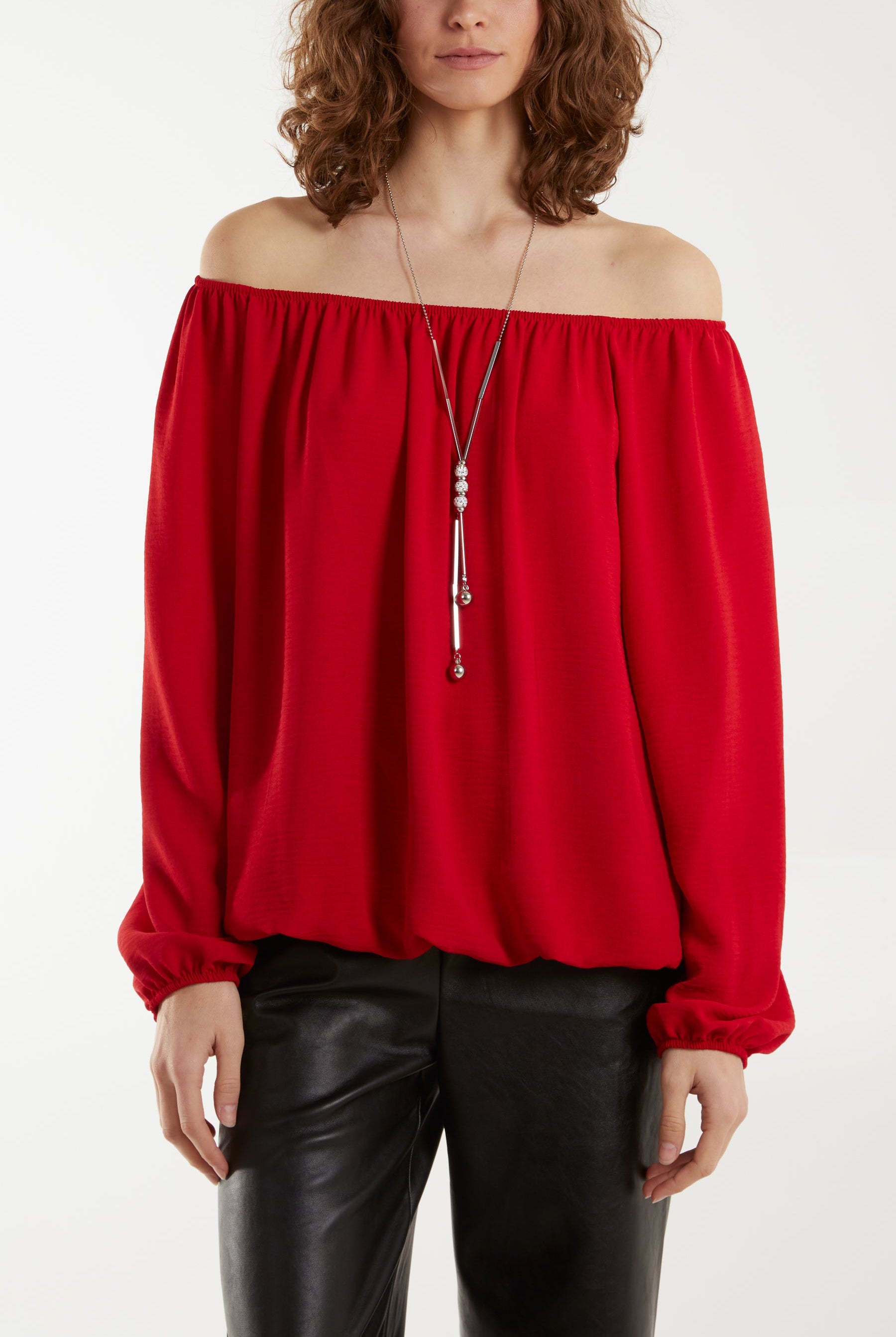 Off The Shoulder Necklace Top Tops WearAll Red One Size