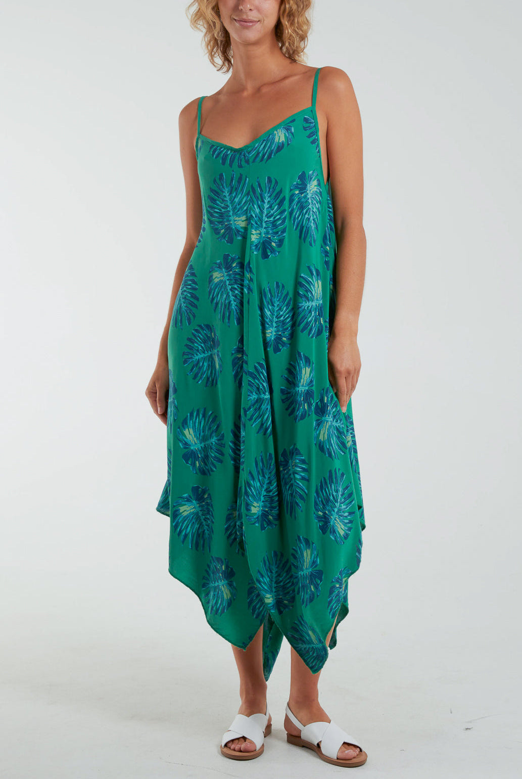 Palm Leaves Hanky Hem Cami Dress Dresses WearAll Jade One Size