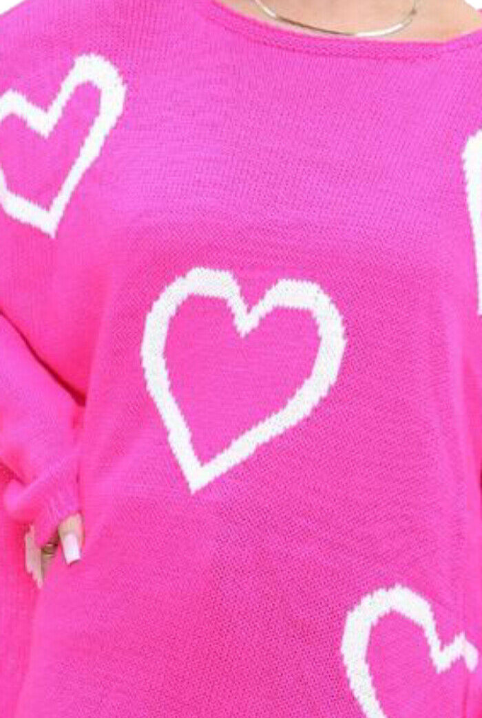 Heart Print Oversized Jumper Jumper & Cardigan WearAll