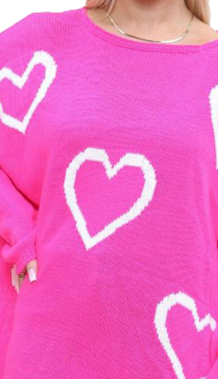Heart Print Oversized Jumper Jumper & Cardigan WearAll