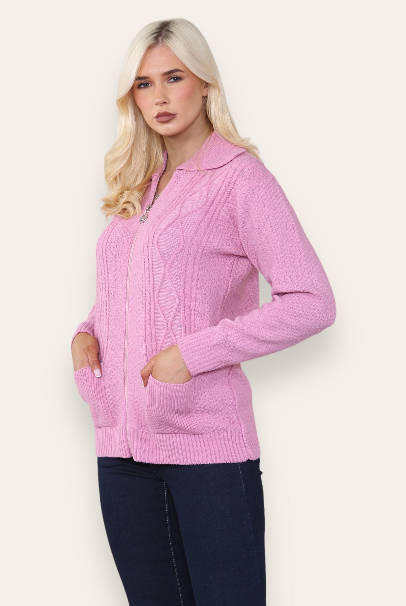 Zip Up Long Sleeve Cardigan Knitted Cardigan WearAll