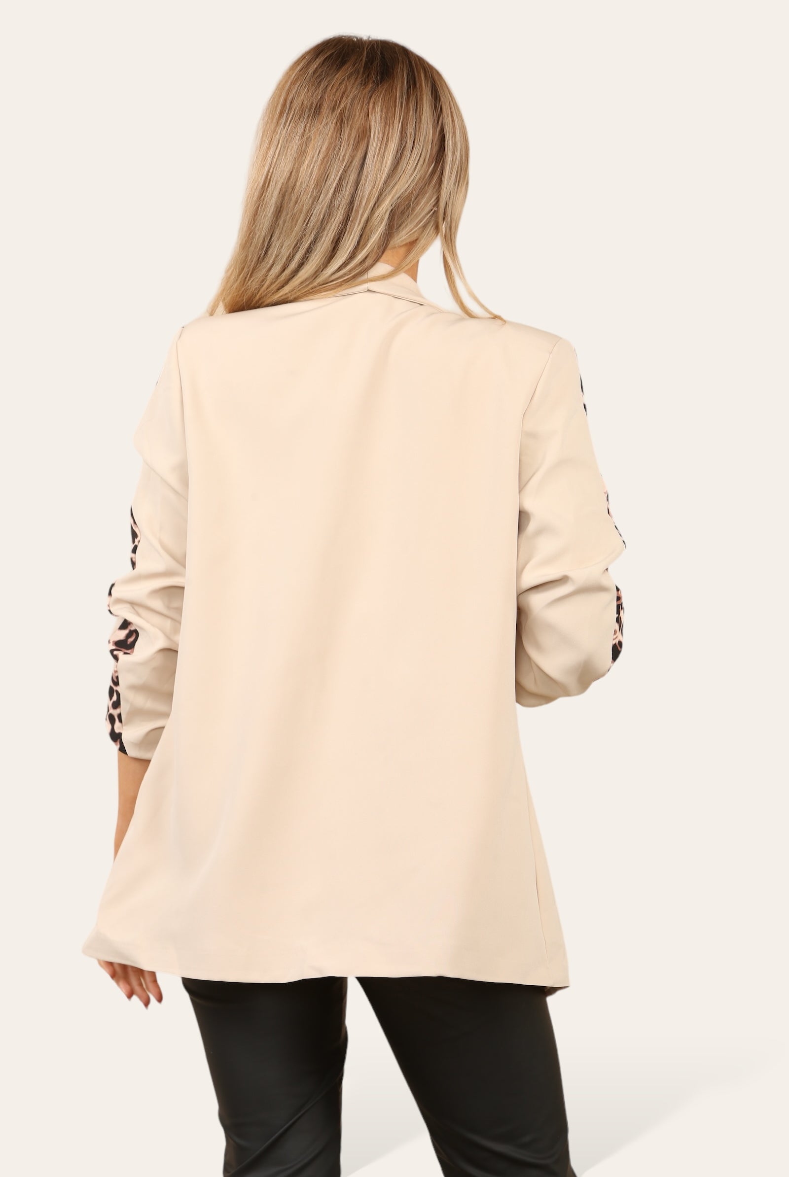 Women's Blazer Leopard Arm Print Jacket Coat Jackets & Coat WearAll