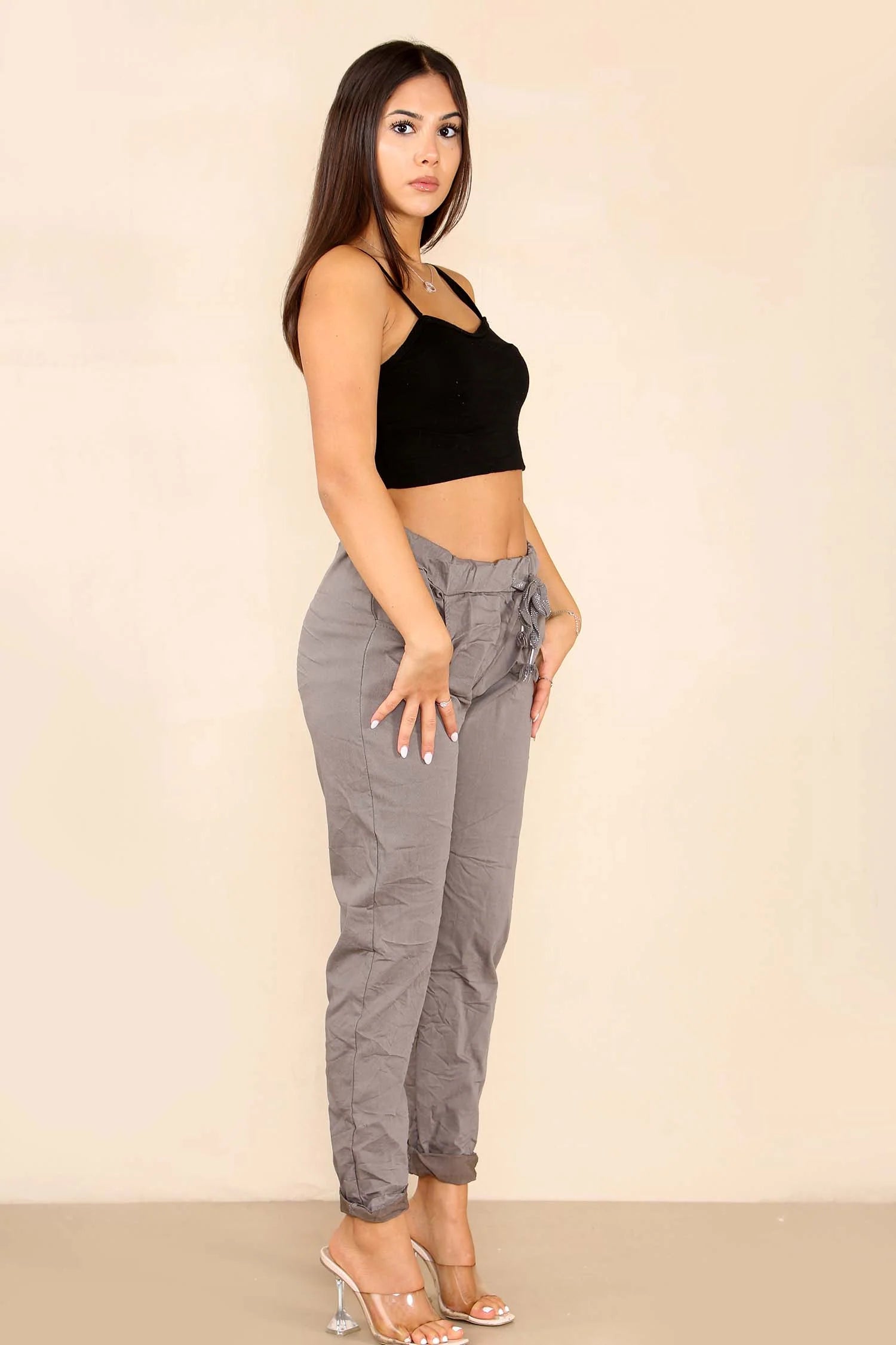 Italian Glitter Drawstring Waistband Magic Pants Trouser WearAll