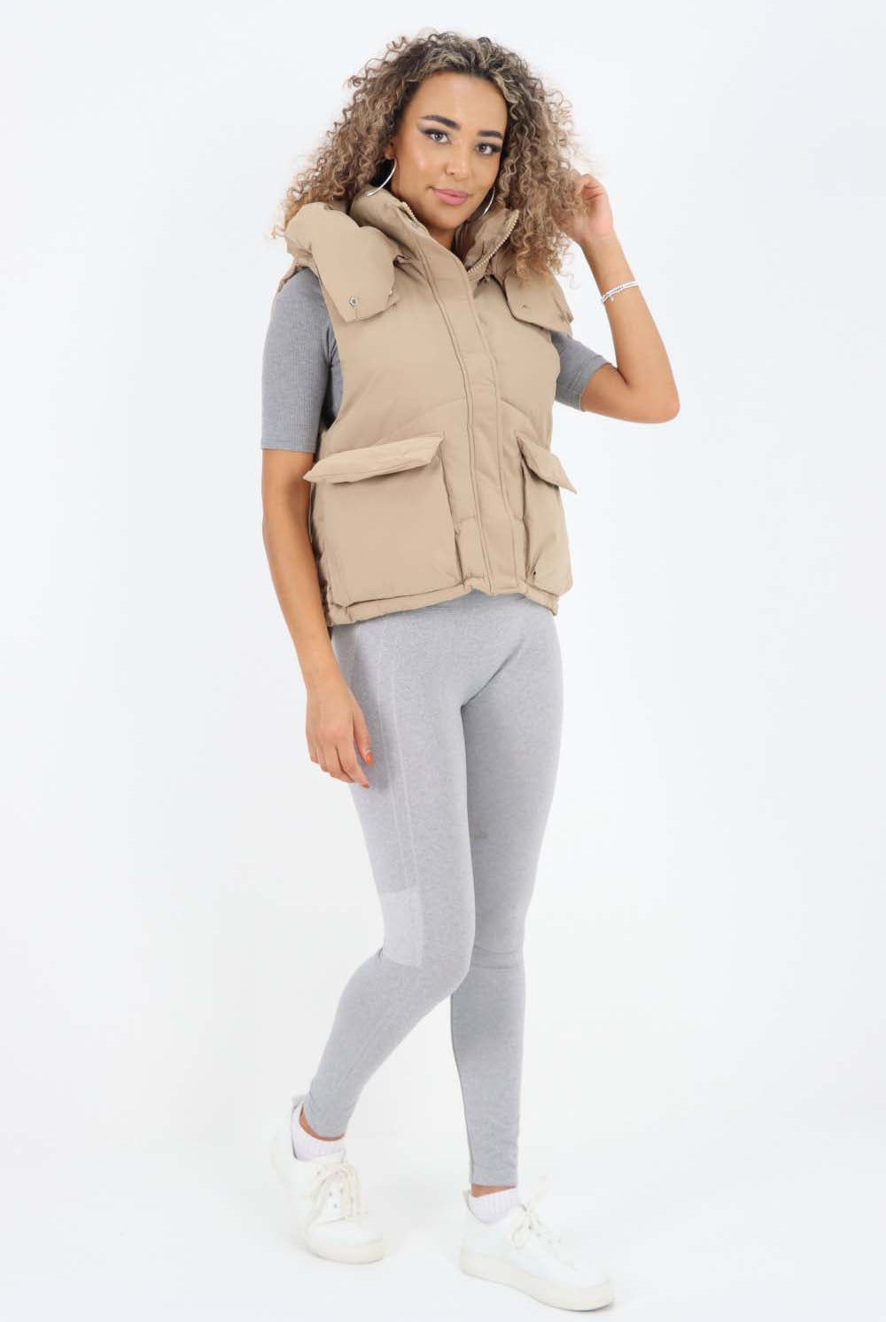 Italian Padded Pockets Hooded Gilet Jackets & Coat WearAll