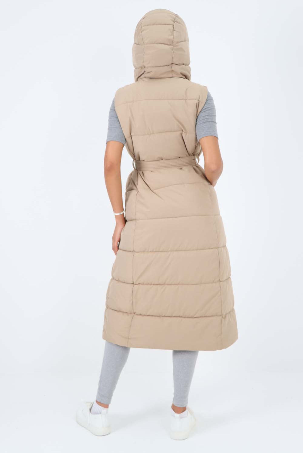 Italian Belted Hooded Long Gilet Jackets & Coat WearAll