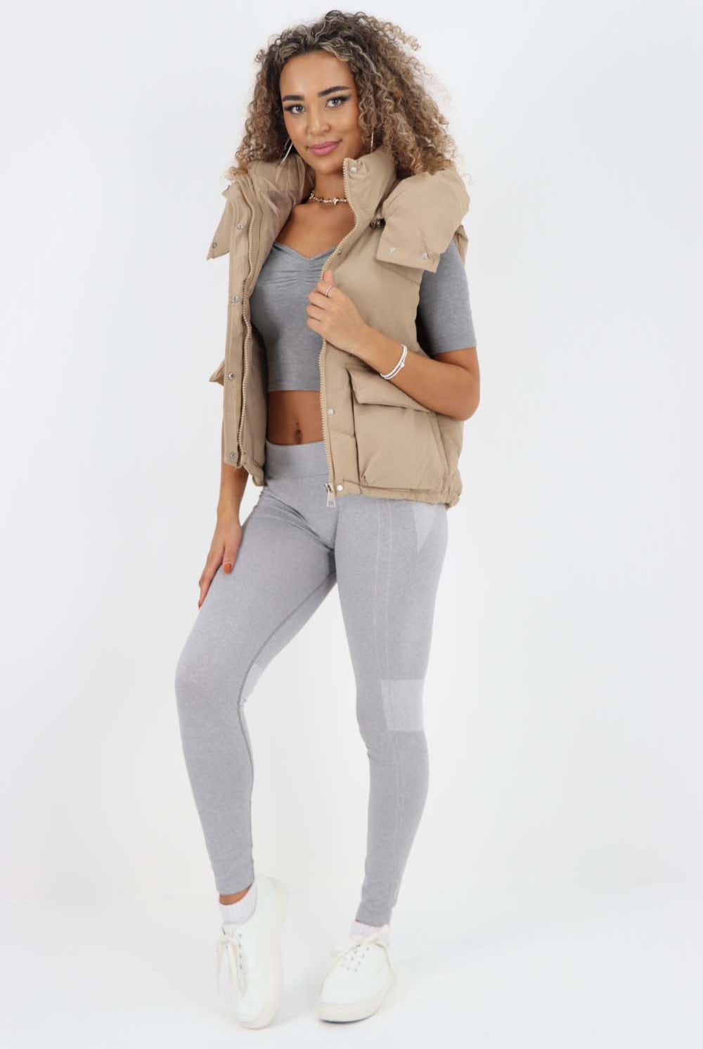 Italian Padded Pockets Hooded Gilet Jackets & Coat WearAll