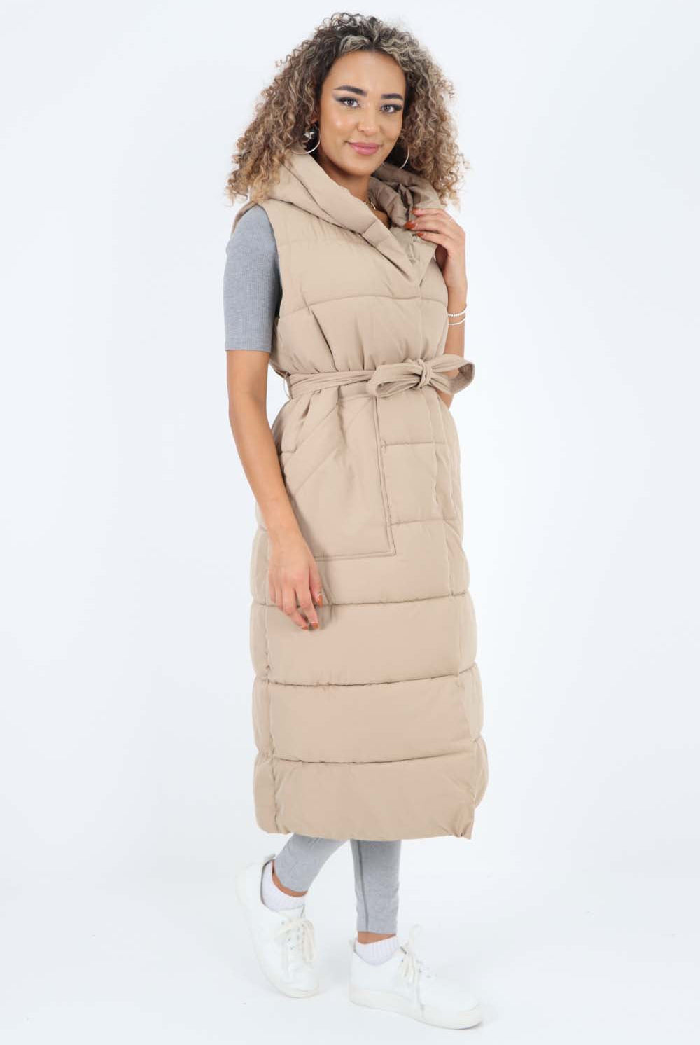 Italian Belted Hooded Long Gilet Jackets & Coat WearAll