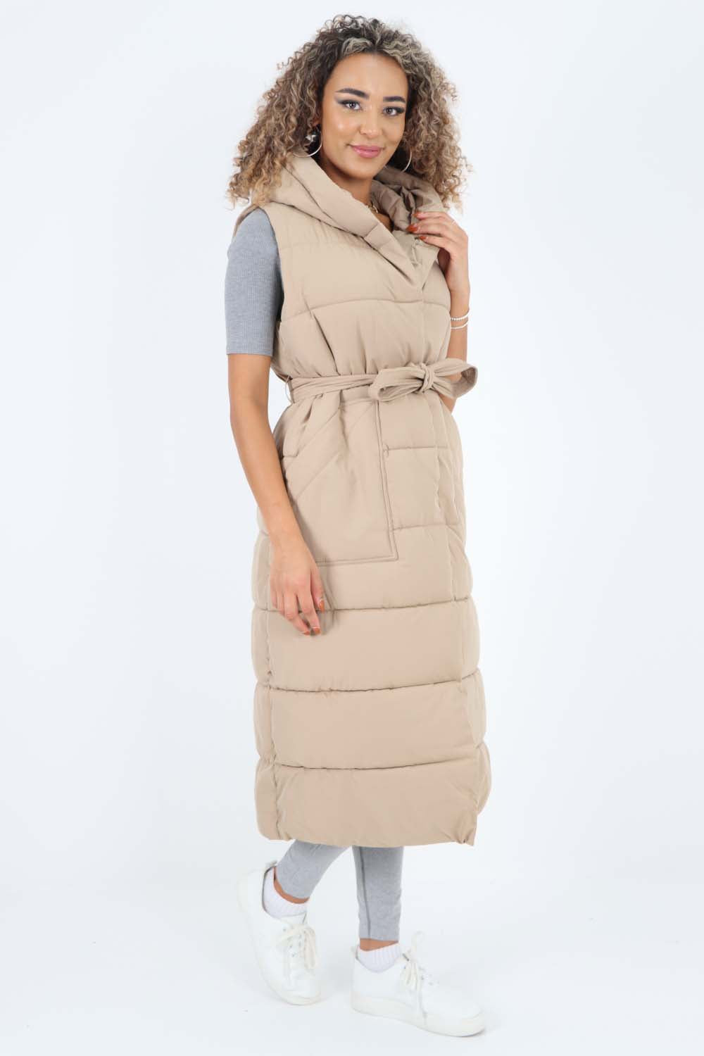 Italian Belted Hooded Long Gilet Jackets & Coat WearAll