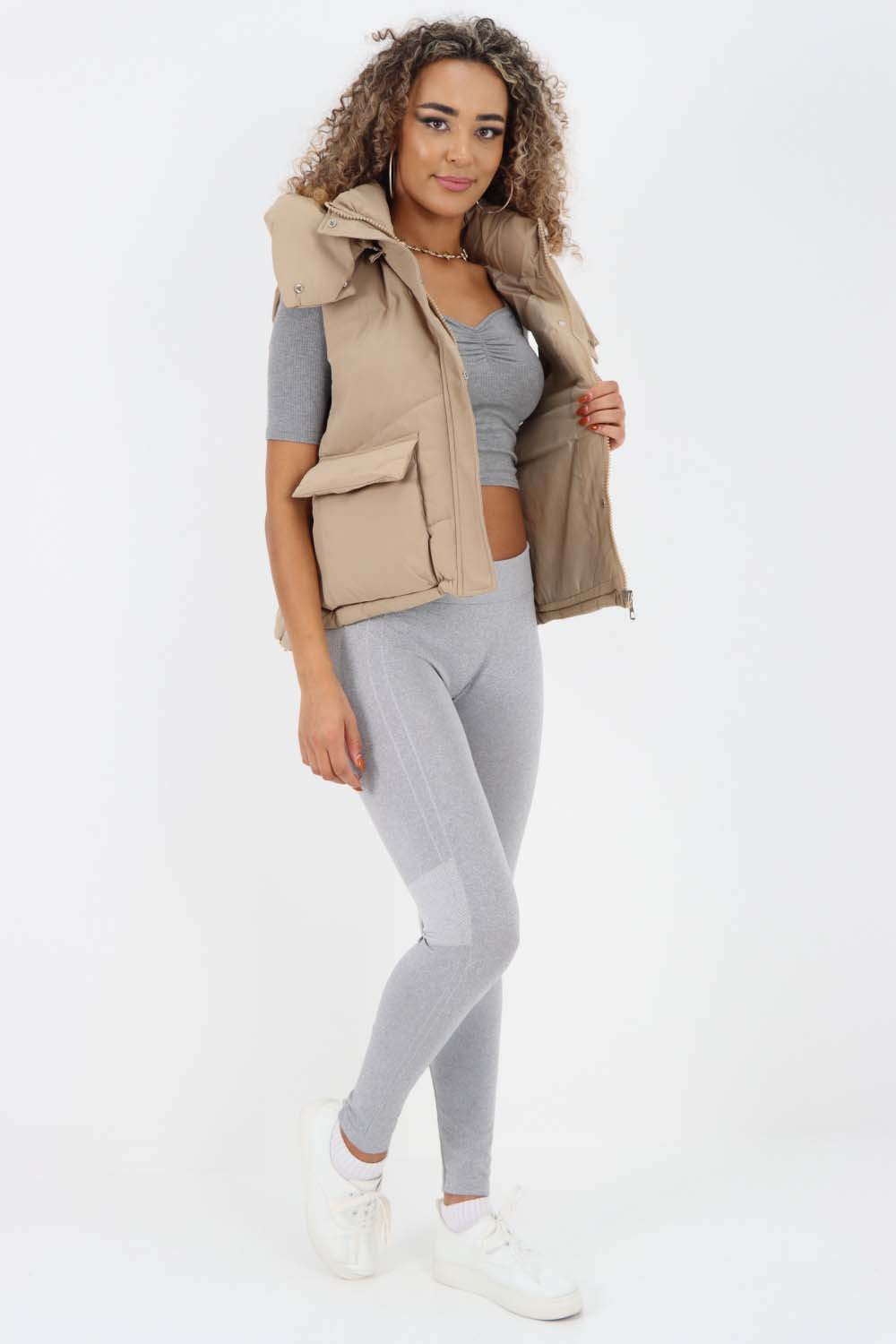 Italian Padded Pockets Hooded Gilet Jackets & Coat WearAll
