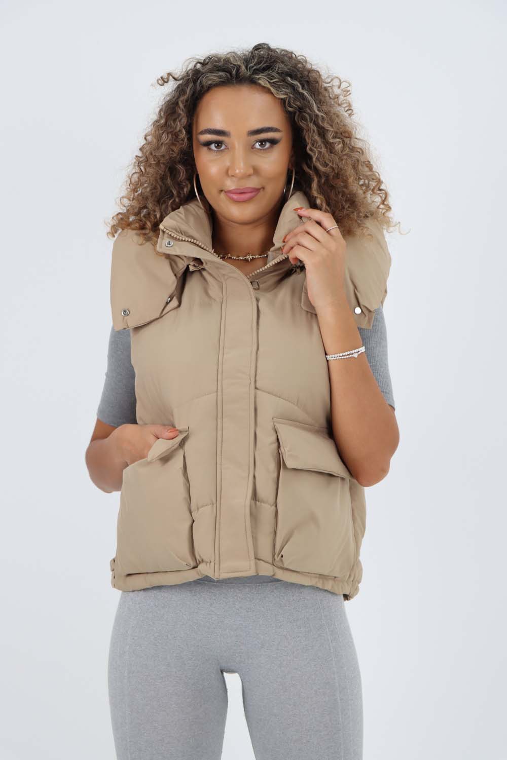 Italian Padded Pockets Hooded Gilet Jackets & Coat WearAll