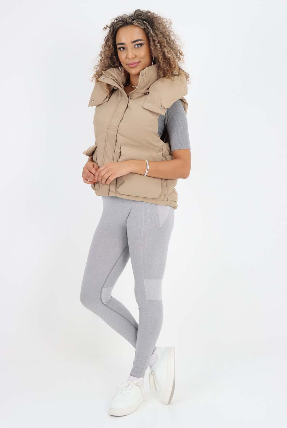 Italian Padded Pockets Hooded Gilet Jackets & Coat WearAll