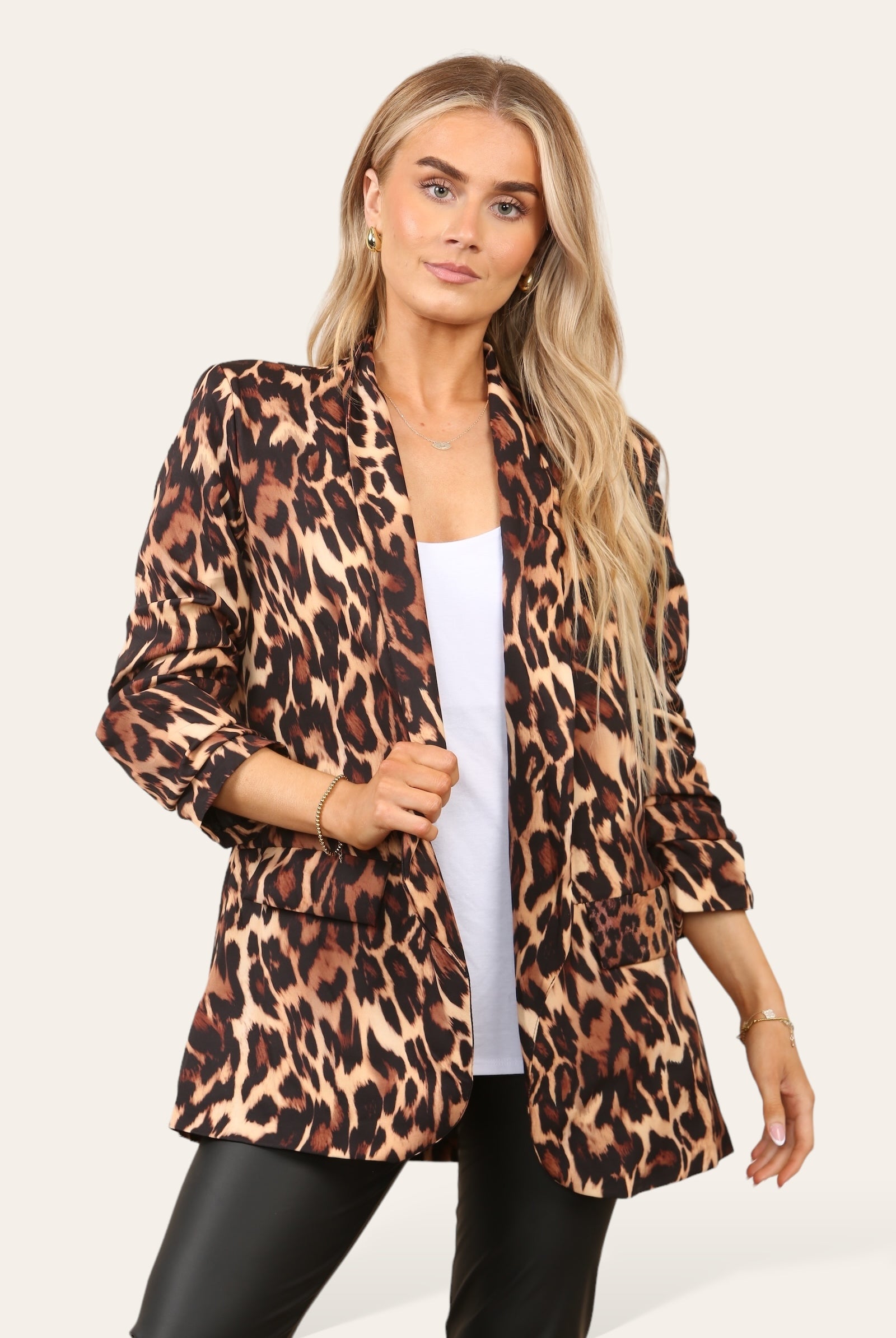 Blazer Leopard Print Jacket Jackets & Coat WearAll Big Leopard - Gold M