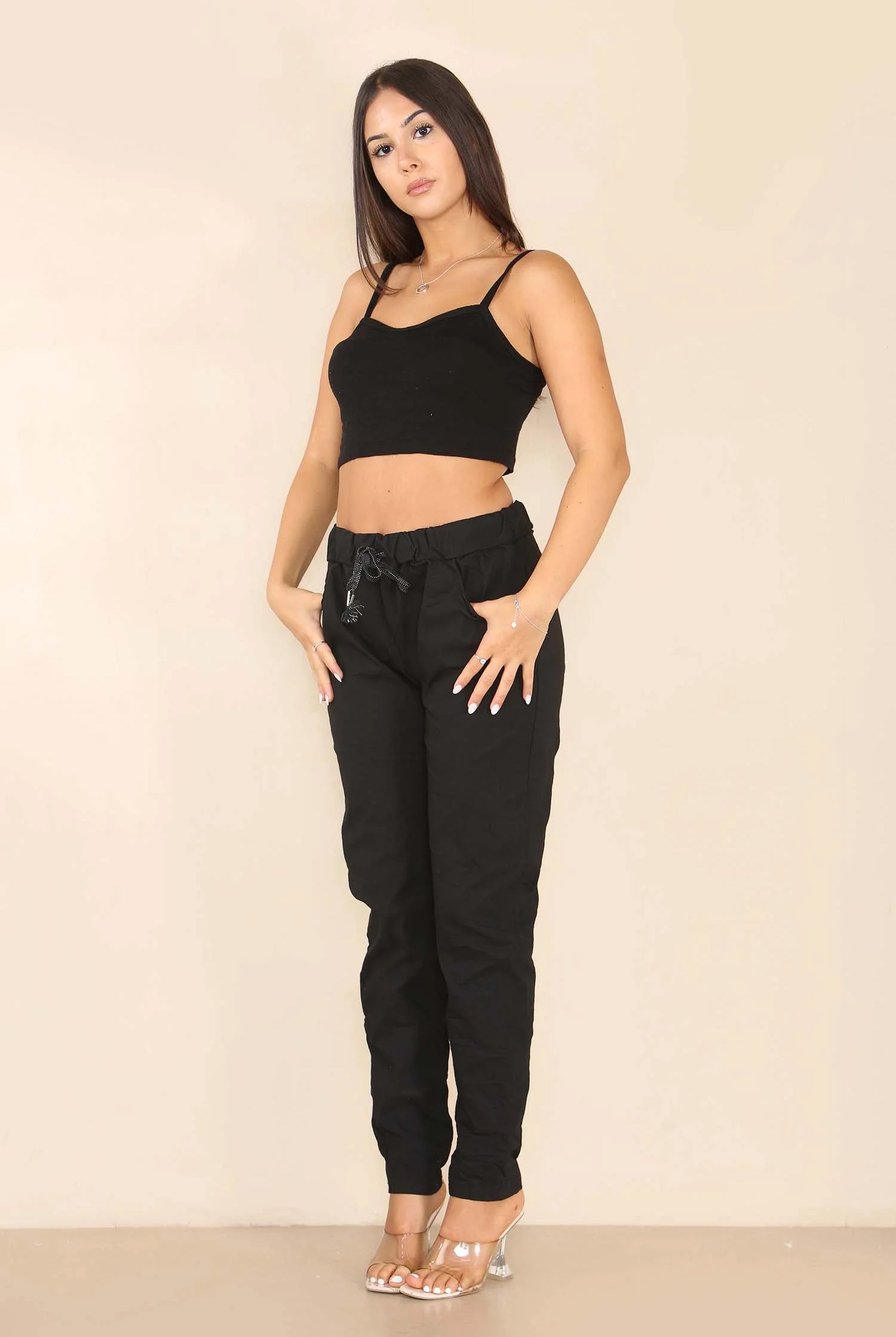 Italian Glitter Drawstring Waistband Magic Pants Trouser WearAll