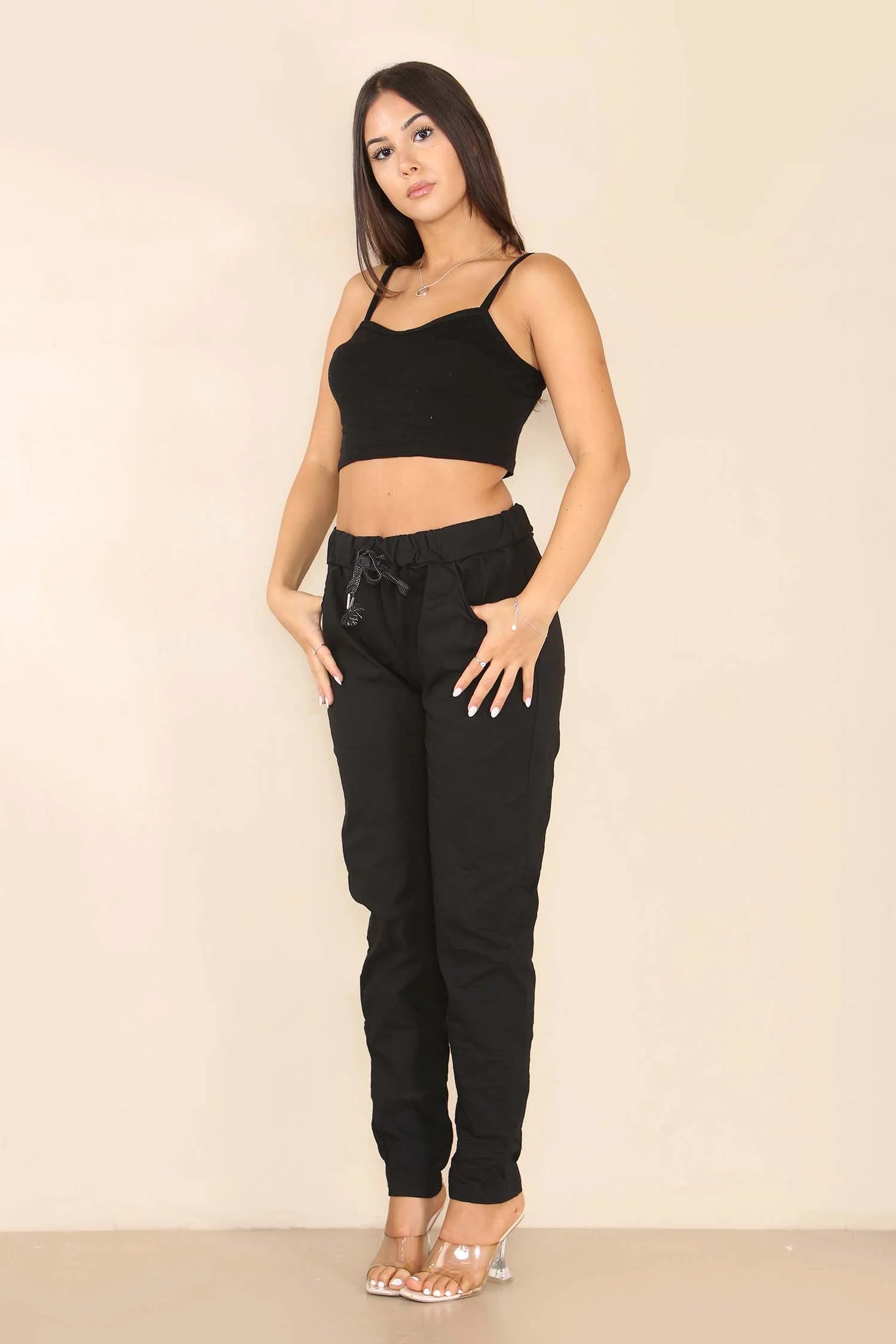 Italian Glitter Drawstring Waistband Magic Pants Trouser WearAll